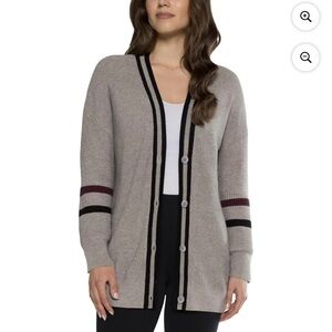 Matty M Ladies' Varsity Cardigan, Gray, 3X